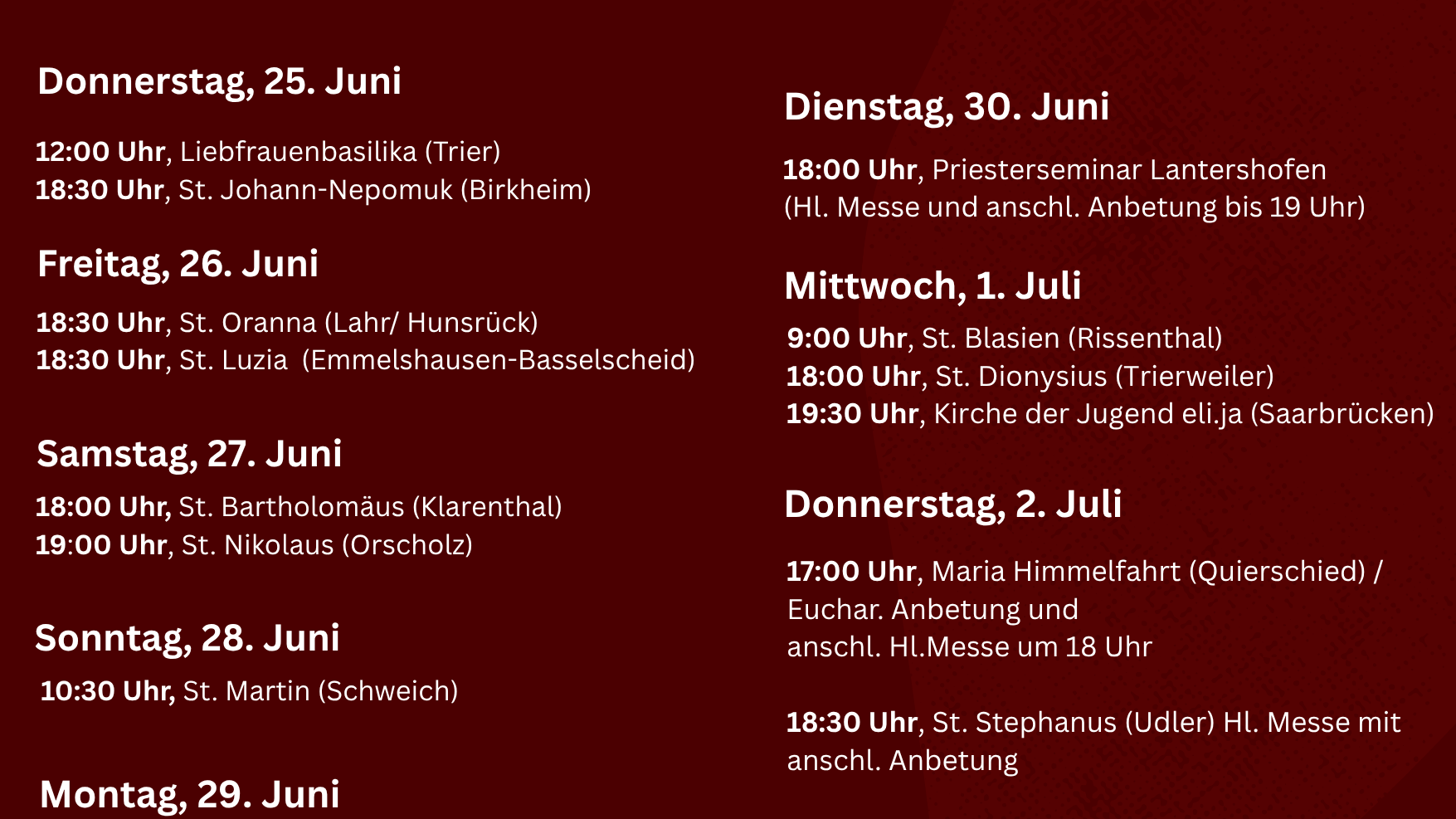 Plakat Gottesdienste